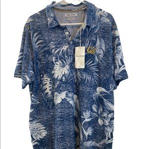 Tommy Bahama shirt NWT UC Berkeley Cal soft polo men’s shirt XL blue palm print